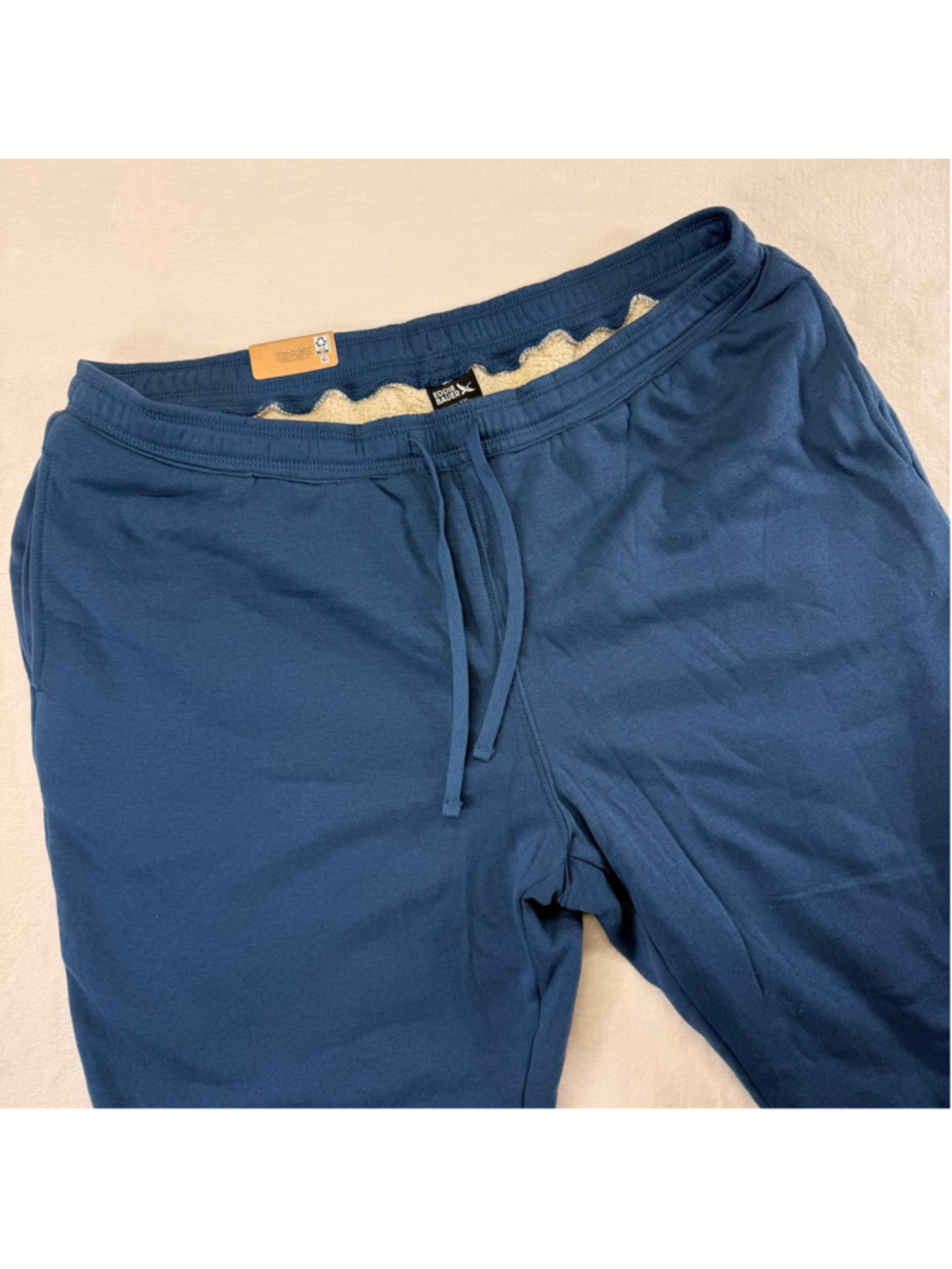 Men's Eddie Bauer Faux Shearling Lined Jogger Sweatpants XXL Blue
